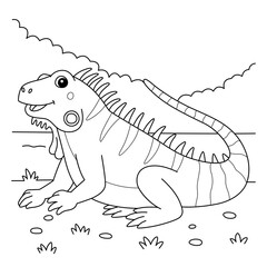Iguana Animal Coloring Page for Kids