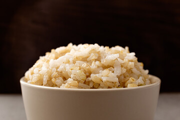 Brown rice made by boiling whole grain brown rice