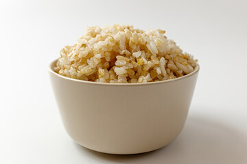 brown rice on a white background