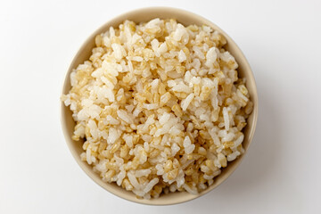 brown rice on a white background