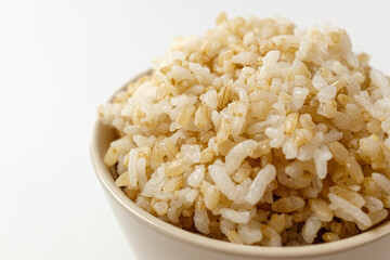 brown rice on a white background