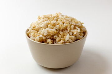 brown rice on a white background