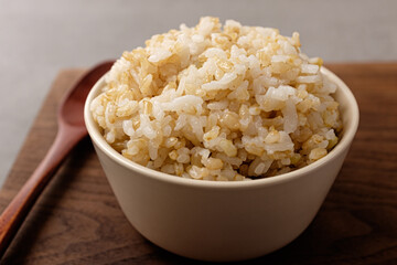 Brown rice made by boiling whole grain brown rice