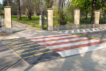 Raised threshold of safe pedestrian zebra crossing