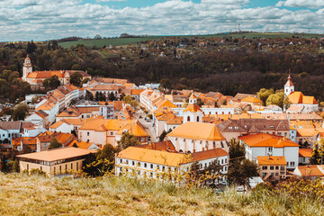 Moravsky Krumlov, town in southern Moravia, Czech Republic. Spring view during sunny day. - obrazy, fototapety, plakaty