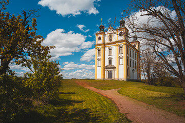 Moravsky Krumlov, Chapel of St. Florian. spring landscape. Southern Moravia, Czech Republic - obrazy, fototapety, plakaty