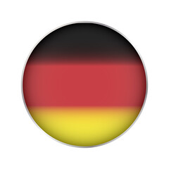 Germany flag button. Flag of Federal Republic of Germany. Black, red, yellow. Isolated illustration on white background