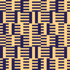 Geometric seamless pattern. Bauhaus style background. Modular grid print. Stripe, line, stroke, rectangle, ornament