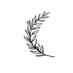 one line drawing of ancient greek olive wreath isolated on white background