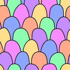 Freehand seamless pattern. Round scale, arc motif oriental ornament. Linear design background. Trendy handdrawn geometric print