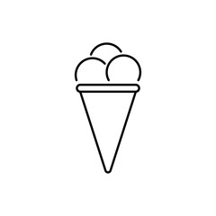 Ice Cream in Waffle Cone Black Line Icon. Sundae Summer Frozen Milk Food Flat Symbol. Vanilla Soft Ice Cream Sign. Chocolate Refreshing Dessert Outline Pictogram. Isolated Vector Illustration