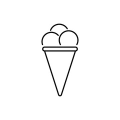 Ice Cream in Waffle Cone Black Line Icon. Sundae Summer Frozen Milk Food Flat Symbol. Vanilla Soft Ice Cream Sign. Chocolate Refreshing Dessert Outline Pictogram. Isolated Vector Illustration