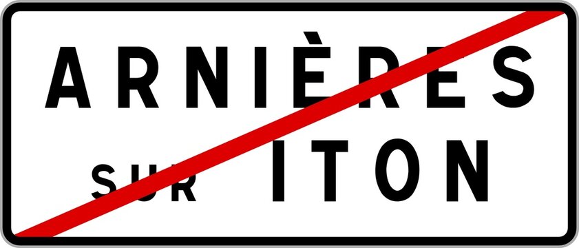 Panneau sortie ville agglom&eacute;ration Arni&egrave;res-sur-Iton / Town exit sign Arni&egrave;res-sur-Iton