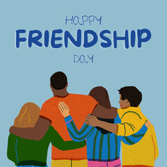 square friendship card with blue background