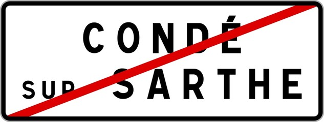 Panneau sortie ville agglomération Condé-sur-Sarthe / Town exit sign Condé-sur-Sarthe