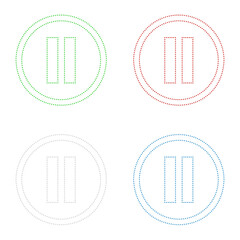 Set of dotted pause button icons on white background. Vector illustration.