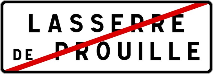 Panneau sortie ville agglomération Lasserre-de-Prouille / Town exit sign Lasserre-de-Prouille