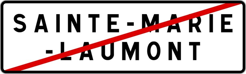 Panneau sortie ville agglomération Sainte-Marie-Laumont / Town exit sign Sainte-Marie-Laumont
