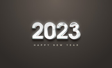 3D numbers 2023 happy new year with shiny white color