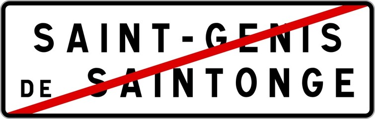 Panneau sortie ville agglomération Saint-Genis-de-Saintonge / Town exit sign Saint-Genis-de-Saintonge