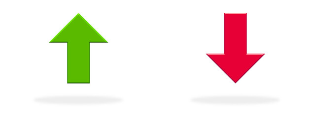 Gewinner und Verlierer - Zwei Pfeile in grün und rot nach oben und unten