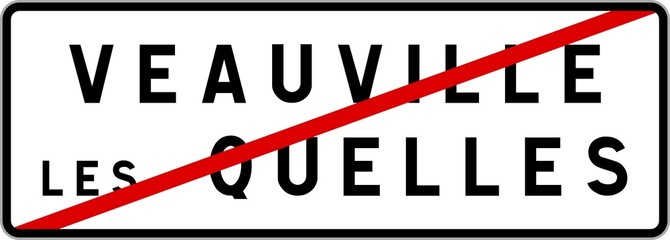 Panneau sortie ville agglomération Veauville-lès-Quelles / Town exit sign Veauville-lès-Quelles