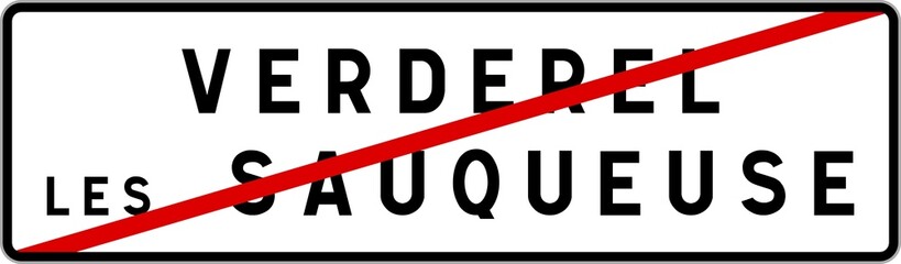 Panneau sortie ville agglomération Verderel-lès-Sauqueuse / Town exit sign Verderel-lès-Sauqueuse