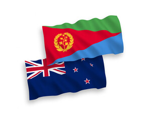Flags of New Zealand and Eritrea on a white background