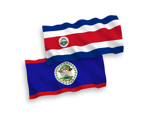 Flags of Republic of Costa Rica and Belize on a white background