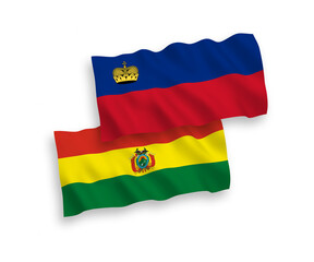 Flags of Liechtenstein and Bolivia on a white background