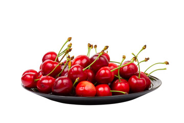 Obraz na płótnie Canvas Ripe cherry. A plate with cherries. Sweet cherry isolated on white background.