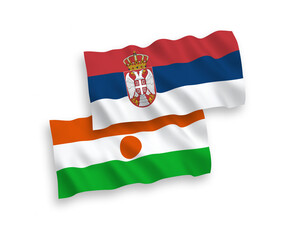 Naklejka premium Flags of Republic of the Niger and Serbia on a white background
