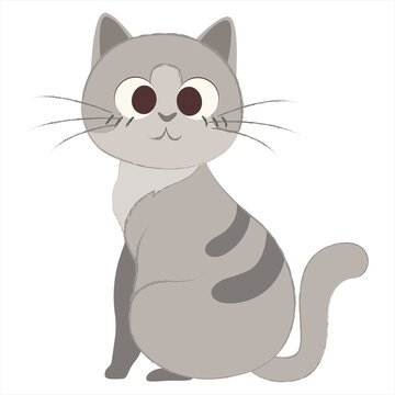 Cute cat icon flat classic design handdrawn cartoon sketch