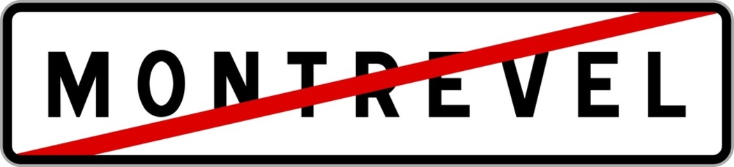 Obraz premium Panneau sortie ville agglomération Montrevel / Town exit sign Montrevel