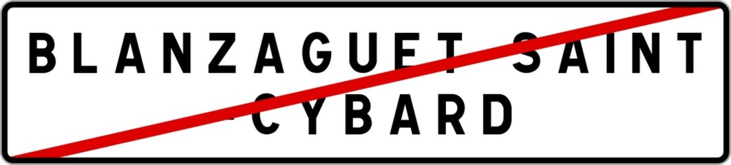 Panneau sortie ville agglomération Blanzaguet-Saint-Cybard / Town exit sign Blanzaguet-Saint-Cybard