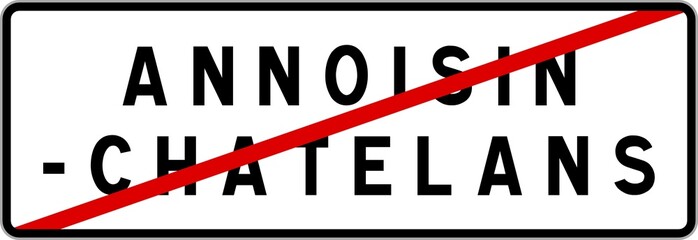 Panneau sortie ville agglomération Annoisin-Chatelans / Town exit sign Annoisin-Chatelans