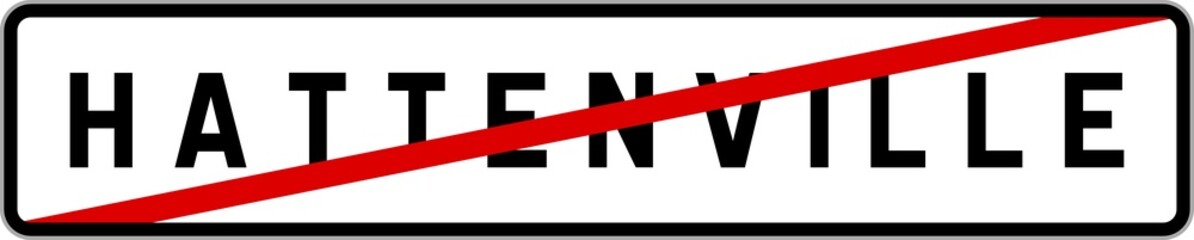 Panneau sortie ville agglomération Hattenville / Town exit sign Hattenville