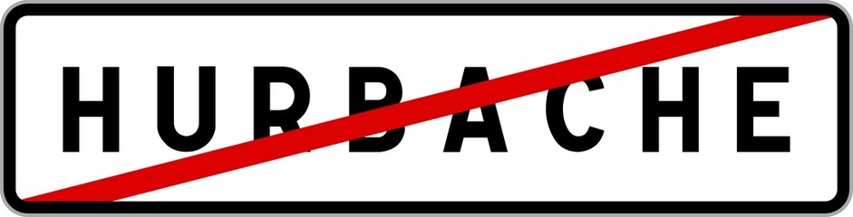 Panneau sortie ville agglomération Hurbache / Town exit sign Hurbache