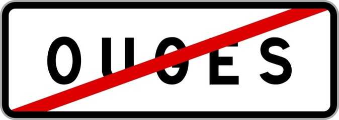 Panneau sortie ville agglomération Ouges / Town exit sign Ouges