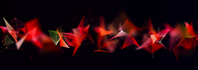 Obraz premium Abstract 3D illustration with connected dots and lines. Wireframe polygonal element. Science and technology. 3d.