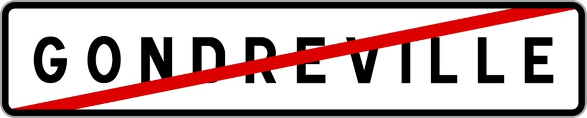 Obraz premium Panneau sortie ville agglomération Gondreville / Town exit sign Gondreville