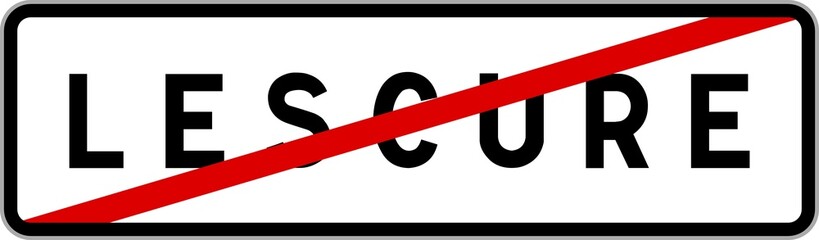 Panneau sortie ville agglomération Lescure / Town exit sign Lescure