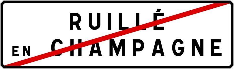 Panneau sortie ville agglomération Ruillé-en-Champagne / Town exit sign Ruillé-en-Champagne