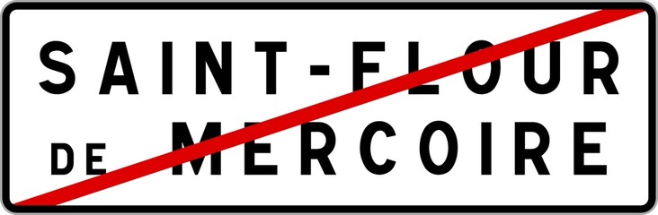 Panneau sortie ville agglomération Saint-Flour-de-Mercoire / Town exit sign Saint-Flour-de-Mercoire