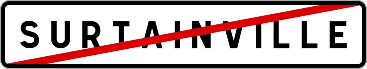 Panneau sortie ville agglomération Surtainville / Town exit sign Surtainville