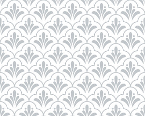 Fototapeta na wymiar Flower geometric pattern. Seamless vector background. White and gray ornament. Ornament for fabric, wallpaper, packaging. Decorative print.