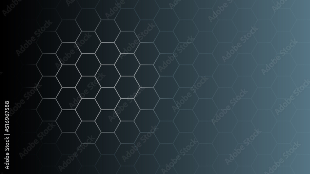 Poster seamless hexagonal abstract gradient dark background template.