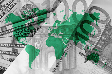 Global recession, euro against  dollar, global crisis, inflation