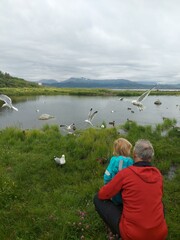 Family on the lake