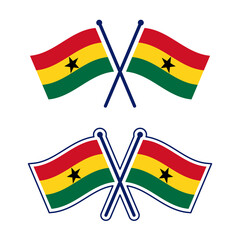 交差したガーナ国旗のアイコンセット